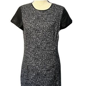 MICHAEL KORS Women's 4 black Snakeskin Pattern Faux Leather Sleeve Dress Zip